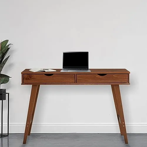 IDIMEX Schreibtisch MILO, Kastanienfarbener Bürotisch mit 2 Schubladen - Schreibtisch aus massivem Kiefernholz, ideal für Home Office, bietet viel Stauraum mit 2 praktischen Schubladen und ansprechender, gebeizter Oberfläche.