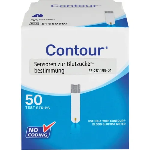 Contour Sensoren 50 ST - Präzise Blutzuckermessung - Blutzuckermessgeräte, 50 hochgenaue Sensoren für eine zuverlässige Diabetesüberwachung und einfache Handhabung.