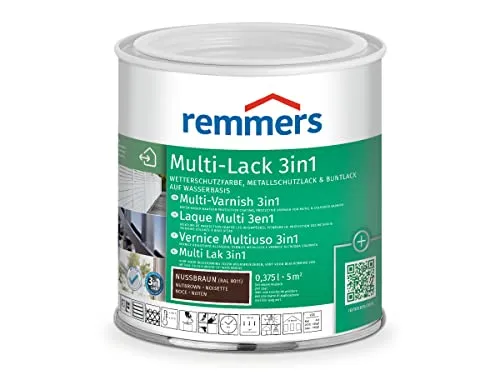 Remmers Metallschutzlack Multi-Lack 3in1 - 0,375 Ltr - Metallschutzlacke für Innen und Außen, wetterfest und korrosionsschützend. Ideal für Holz, Metall & PVC. Perfekte Haftung und sehr gute Wetterbeständigkeit!