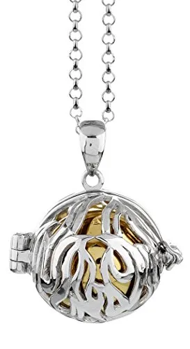 Nenalina Silber Halskette mit Engelsflüsterer Anhänger - Elegante Damenkette mit 80 cm Länge aus 925 Sterling Silber, inkl. Klangkugel, die Engel ruft – ein perfektes Geschenk für besondere Anlässe.