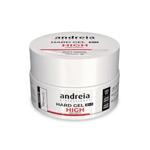 Andreia Professional Hartes Nagelgel Zweiphasig 2 in 1 LED und UV Gelaufbau - Hochviskoses Gel für harte, starke Nägelspitzen und -verlängerungen - Aufbaugel für Nägel - Farbe Weichweiß 44g