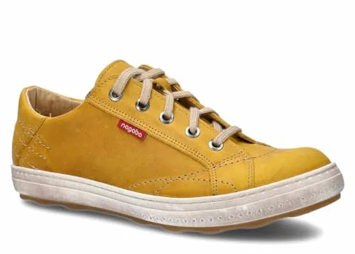 nagaba - Sneaker Herren - Halbschuhe Herren - Echtleder - Flache Schuhe, Sportschuhe, Bequeme Schnürschuhe, für Herbst, Frühling - Lederschuhe für Männer, Jungs - Modell 410 - Gelb - 44
