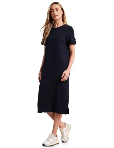 Street One Damen Midi-Kleid mit Rundhals und Knöpfen