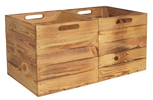 CHICCIE Holzkiste Kallax Aufbewahrungsbox Geflammt 33x38x33cm (2 St) - Praktische Aufbewahrungskisten für Ikea Kallax Regal, ideal zur kreativen Gestaltung und für Ordnung im Kinderzimmer mit 40 Litern Fassungsvermögen.