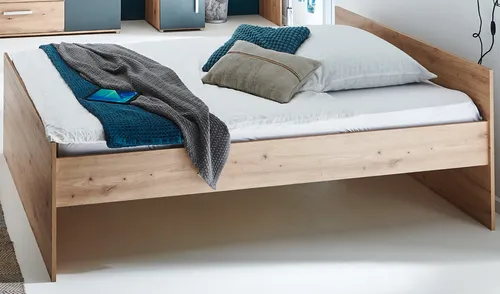 Jugendbettgestell Alessio - Mehrfarbig, 204 cm - Komfortbett für Jugendliche in modernem Design, hohe Belastbarkeit und ansprechende Eiche (Nachbildung). Maße: B: 204 cm, H: 70 cm. Ideal für ein stilvolles Jugendzimmer.