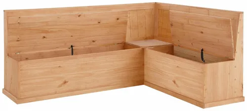 Home affaire Eckbank Sara – Massivholz mit Stauraum in beige von Home Affaire