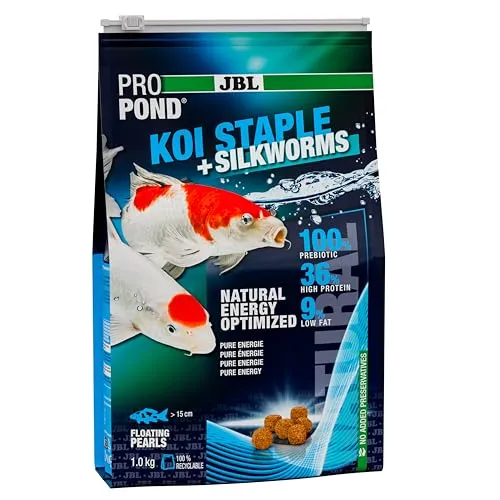 JBL PROPOND KOI Staple+Silkworms 1,0kg (3 L) | Ganzjahresfutter Perlen für Koi | Hochwertige Fettsäuren & Insektenproteine | Artgerechte Ernährung | Schwimmend | ab 10 °C