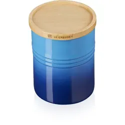 Le Creuset Mittelgroße Vorratsdose mit Holz-Deckel - Frischhaltedose aus robustem Steinzeug (540 ml) mit luftdichtem Holz-Deckel, ideal für trockene Zutaten und ein stilvoller Blickfang in jeder Küche.