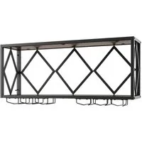 Costway Weinregal Wand 2 Ebenen für 39 Flaschen - Stylisches Weinregal im industriellen Design, ideal für Weinliebhaber. Bietet Platz für bis zu 39 Flaschen und 12 Gläser, perfekt organisiert und platzsparend. Aus robustem Metall und Holzwerkstoff gefertigt.