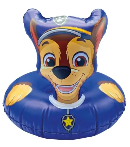 PAW Patrol Schwimmring mit 3D Chase Kopf und Schwanz, aufgeblasen ca. 54 cm, unaufgeblasen ca. 60 cm, ca. 54cm*59cm*41cm