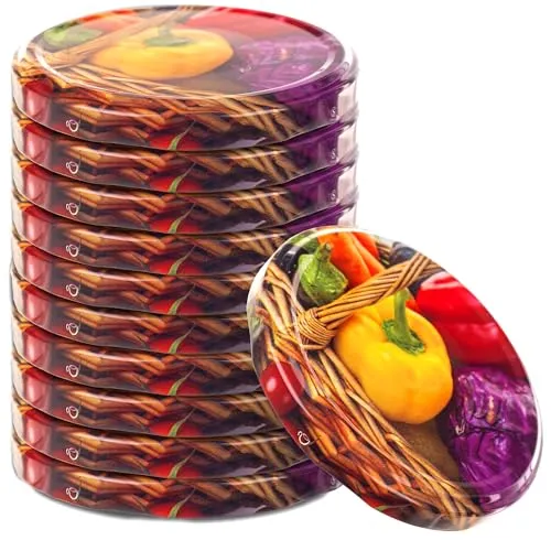 KADAX Schraubdeckel fi82 mm, Twist-Off-Deckel Set aus Metall, Ersatzdeckel für Einmachgläser, Deckel mit 6 Einrastzähnen für Sturzgläser und Einmachgläser (Gemüsekorb, 10 Stück)