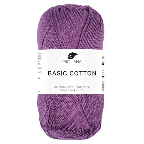 Pro Lana BASIC COTTON Baumwollgarn 50 g ideal für Kleidung, Spielzeug, Accessoires 125 m, Farbe:247 - hyazinth