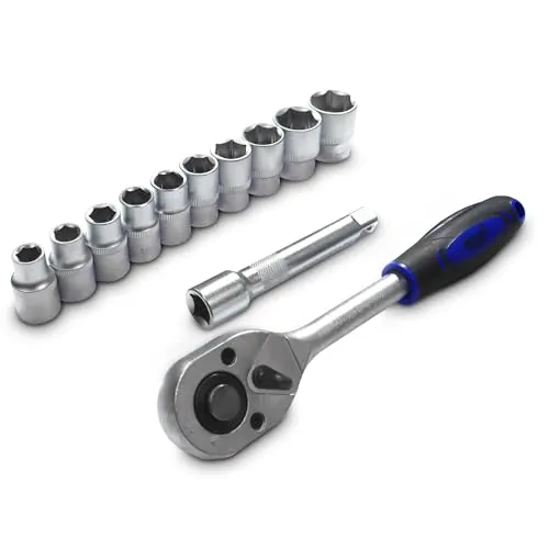 Bituxx 12 Teiliges Nussatz Sechskant mit 250mm Ratsche 1/2