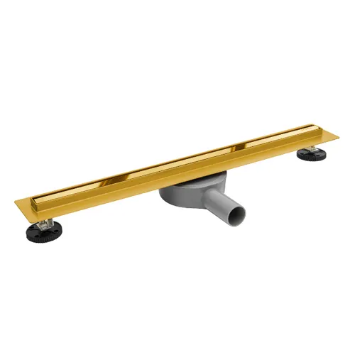 Duschrinnen Bodenablauf SLIM LOW PROLINE 70 GOLD - Hochwertige Duschablauf-Rinne aus rostfreiem Edelstahl, ideal für moderne Badezimmer. Befliesbar und korrosionsbeständig, sorgt für eine stilvolle und zuverlässige Lösung im Duschbereich.