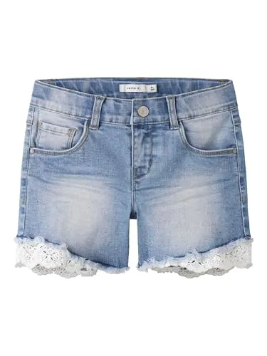 name it Mädchen NKFSALLI DNMTAHA 2629 NOOS Jeans-Shorts, Medium Blue Denim, 110