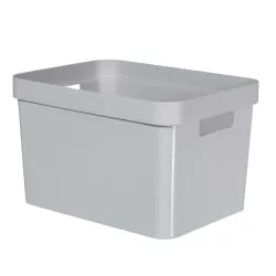 Keter Germany GmbH Curver INFINITY RECYCLING Box 17 L, Aufbewahrungsboxen in skandinavischem Design aus 100 % recycelten Materialien, 1 Box, Farbe: hellgrau 226732