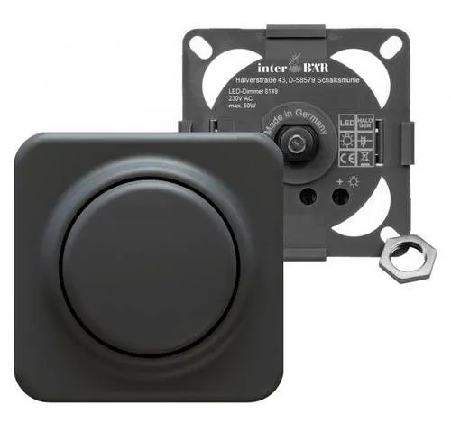 InterBär 8149-000.01 Möbeleinbau-Dimmer Schwarz - Smart Home Dimmer für LED, Glüh- und Halogenlampen, geräuschlos und flexibel im Arbeitsprinzip, passend für Berker Abdeckungen.