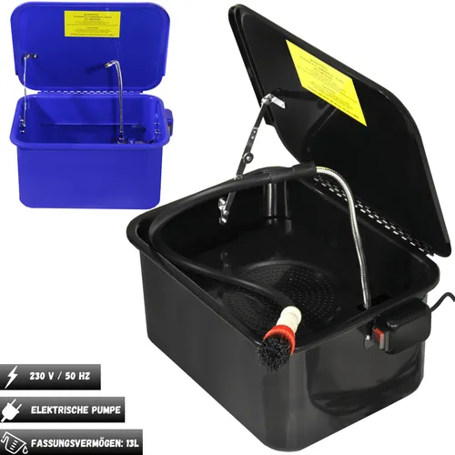 Teilewaschgerät Teilewaschbecken 13L mit Waschpinsel Reiniger Teilereiniger Schwarz