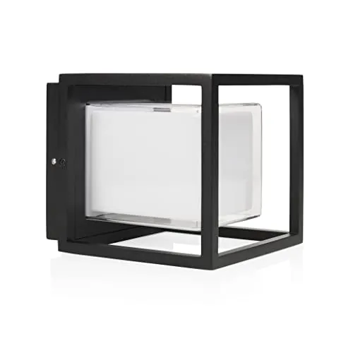 Smartwares Wandleuchte Black Outdoor - 10 W, 800 lm, IP44 - Wetterfeste LED-Außenwandleuchte im Würfeldesign für eine gemütliche Atmosphäre, ideal für Garten und Terrasse.