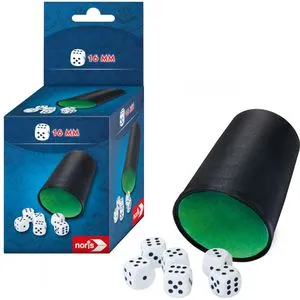 Noris Würfelbecher 606154512, Kunststoff, mit 6 Würfeln, schwarz