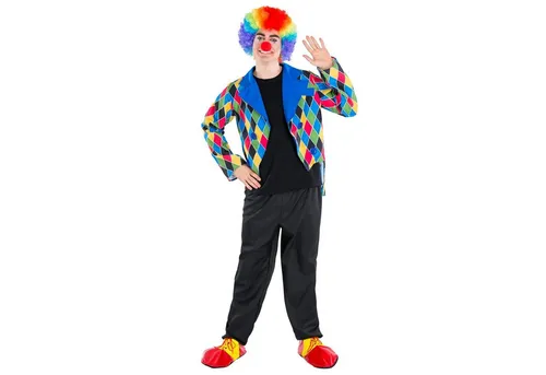 tectake® Herrenkostüm Clown Oleg – Farbenfrohes Clown-Outfit