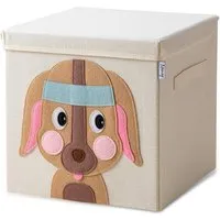 Lifeney Aufbewahrungsbox mit Deckel, Hund, beige, 33x33x33cm 833114
