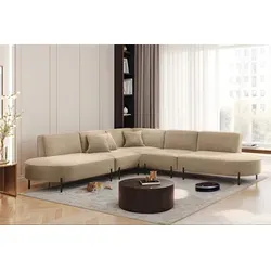 Ecksofa Designersofa VALENCIA in Stoff Quelle Hellbraun in braun von Fun Möbel
