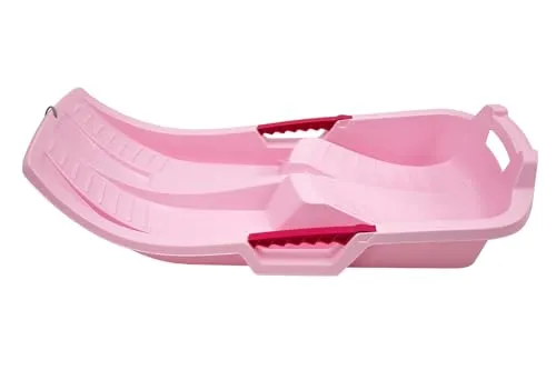 KHW Kinderbob Schlitten 79 cm Pink | robuster Kunststoffrodel mit Brems- & Lenkfunktion | leicht & wendig | frostbeständig | inkl. Zugseil | Made in Germany | TÜV-geprüft