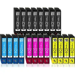 20er Pack Druckerpatronen 18 18XL für Epson XP-212 - Hochwertige kompatible Druckerpatronen für den Epson XP-212 in Schwarz, Cyan, Magenta und Gelb. Hohe Reichweite und integrierte Füllstandsanzeige sorgen für effizientes Drucken. Ideal für kostensparendes Arbeiten.