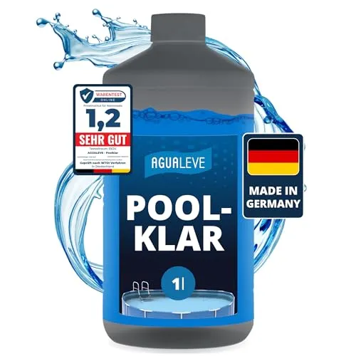 AGUALEVE® Poolklar 1l - Kristallklar 2.0 Formel - Wasserpflegeprodukte: Effektives Flockungsmittel für kristallklares Poolwasser, ideal für Schwimmbäder und Whirlpools, hergestellt in Deutschland.