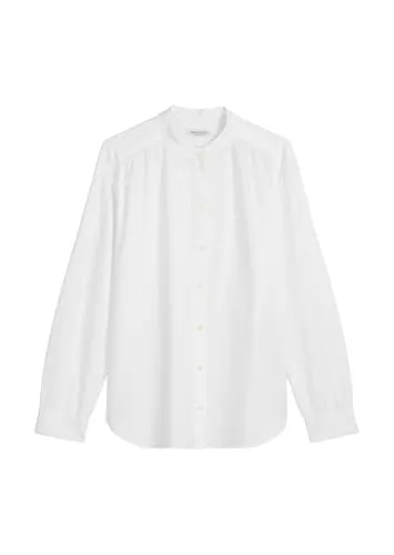 Langarmbluse MARC O'POLO aus softem Baumwoll-Satin - Damen Bluse in Größe 42, aus 100% Baumwolle, mit eleganter Stehkragen und relaxed fit für lässigen Business-Look.