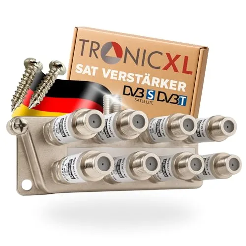 8-fach Sat Splitter 160dB Verstärker - Effizienter Antennenverteiler mit 8 Ausgängen für optimale Signalverteilung, ideal für Satelliten- und DVB-T2-Empfang.