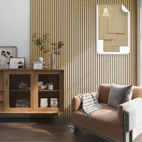 NEU.HOLZ Akustikpaneele Holz - Schalldämmung in Eiche hell - Akustikelemente für effektive Schalldämmung, reduziert Hall und sorgt für eine gemütliche Atmosphäre. Einfach zu installieren und individuell zuschneidbar, passend zu jeder Inneneinrichtung.