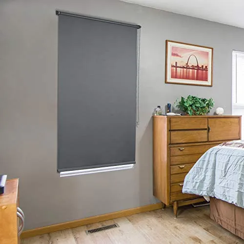 Laneetal Verdunklungsrollo Klemmfix ohne Bohren 105x160cm, Fensterrollo Sonnenschutz, Seitenzugrollo Sichtschutz, Thermorollo für Tür Fenster, Anthrazit