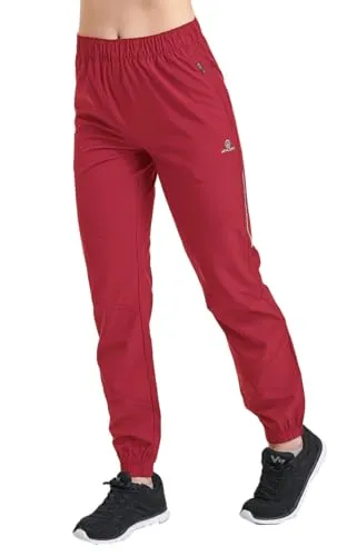 ATHL DPT. Damen funtkionelle Wanderhose/Lange Trekkinghose mit Gummibündchen und praktischen Taschen, Pull-On Rot, Gr. 36