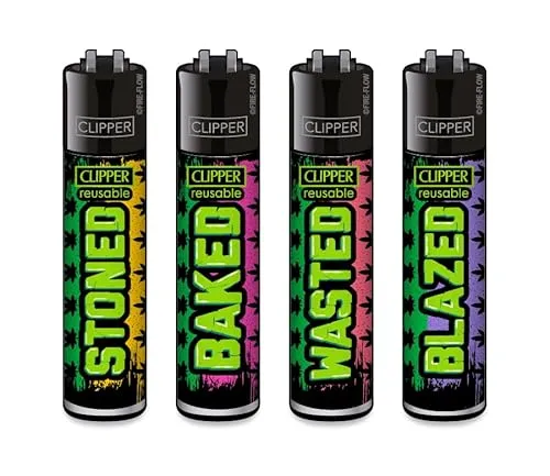 Clipper Feuerzeuge, Set mit 4 Stück, außergewöhnliche Motive (FFX 420 Statements #1)
