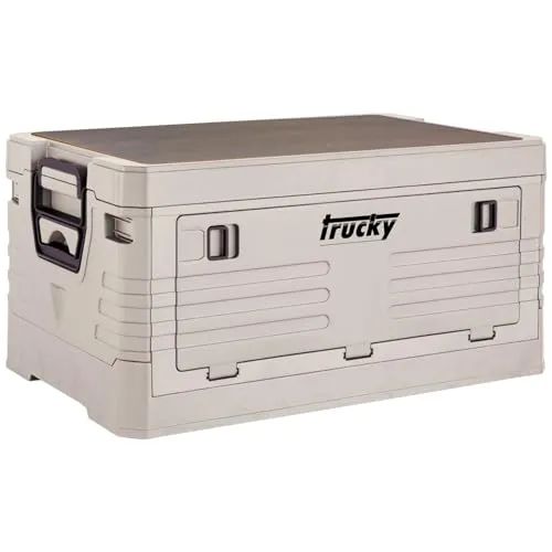 Trucky Klappbox 35 L – Faltbare Aufbewahrungsbox für Camping und mehr - Praktische Klappbox mit 35 L Fassungsvermögen, ideal für Transport und Aufbewahrung. Mit abnehmbaren Deckel und Holz-Design Einlage für vielseitige Nutzung im Freien oder Zuhause.