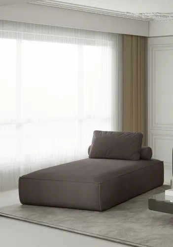 Chaiselongue Sezlong Liege CELES in Stoff Scala Taupe - Stilvolle Chaiselongue für Ihr Wohnzimmer, mit bequemer Wellenfederung und PU-Schaum für optimalen Sitzkomfort. In elegantem Taupe und inkl. Rückenkissen.