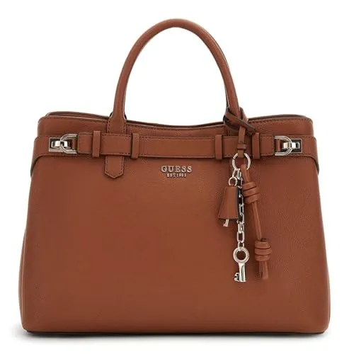 GUESS Handtasche Umhängetasche Gregoria Large Girlfriend Satchel Cognac braun