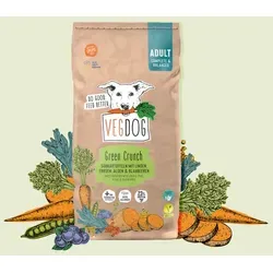 VEGDOG Green Crunch - Veganes Trockenfutter für Hunde, getreidefrei und hypoallergen für sensible Magen, mit Süßkartoffel und Linsen