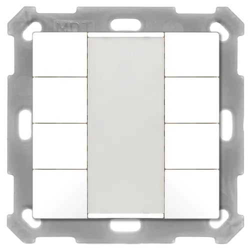 MDT BE-TA5508.G2 KNX Taster 55 8-fach, Reinweiß glänzend - Smart Home KNX Taster mit 8 individuell einstellbaren Tasten für Schalten, Dimmen und Jalousien. Ideal für 55 mm Schalterprogramme, inklusive Beschriftungsfeld für persönliche Anpassung.
