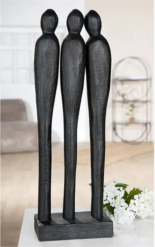 Casablanca Engelfigur Skulptur - Three People, schwarz - Elegante Engelfigur aus Mangoholz, ideal als Geschenk für Geburtstage oder den Muttertag. Mit einer Höhe von 46 cm ist sie ein wahrer Blickfang in jedem Raum.