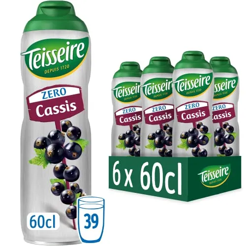 Teisseire Zuckerfrei, Sirup Schwarze Johannisbeere für Erfrischungsgetränke, Cocktails, Flasche 60cl
