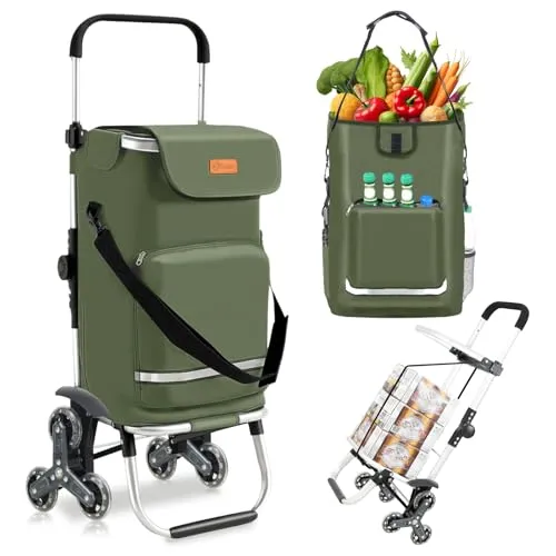 Sekey Klappbarer Einkaufswagen mit Kühlfach – Treppensteiger Trolley 3 in 1
