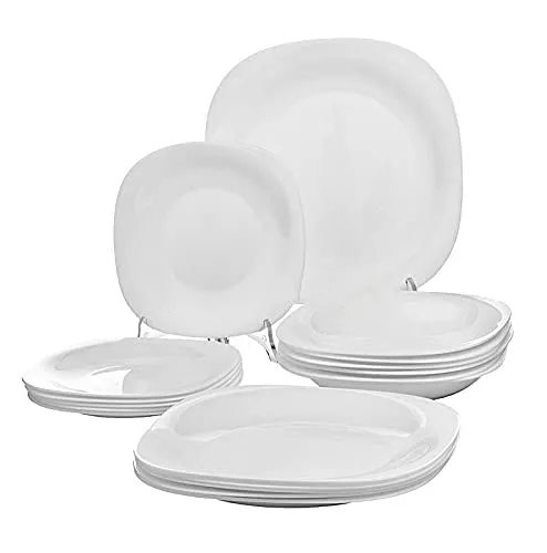 Dajar Tafelservice Hartglasgeschirr Tafelset, Essservice Carine Grau-Weiß 18-tlg. LUMINARC