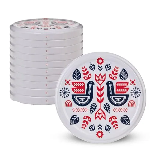 KADAX Schraubdeckel fi82 mm x 10st, Twist-Off-Deckel Set aus Metall, Ersatzdeckel für Einmachgläser, Deckel mit 6 Einrastzähnen für Sturzgläser und Einmachgläser (Folklore, 10 Stück)