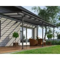 Canopia by Palram Terrassenüberdachung Alu Feria 3X6.10 - Pavillons mit UV-beständigen Polycarbonat Paneelen, wartungsfrei und langlebig. Elegantes Design mit integrierter Dachrinne für optimalen Wetterschutz.