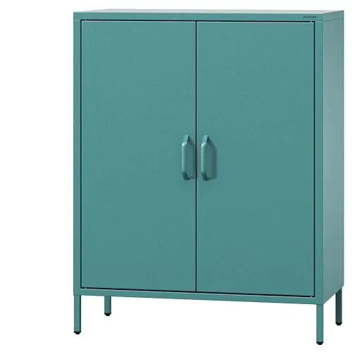 Jan Nowak VITO Kommode mit Doppeltür - Seegrün, 80 x 101,5 x 40 cm - Moderne VITO Kommode mit verstellbaren Einlegeböden und elegantem Design. Robuste Bauweise und leises Schließen der Türen sorgen für eine praktische Nutzung im Wohnzimmer oder Flur.