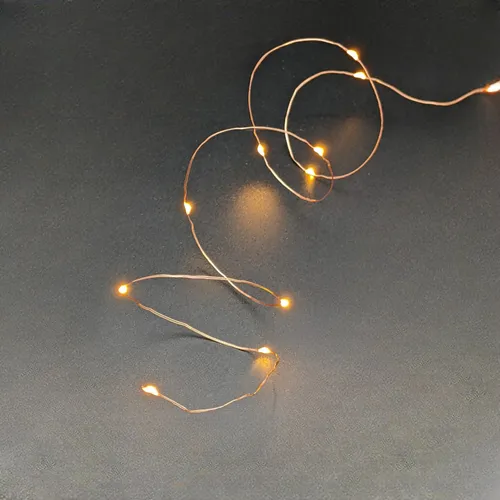 LED Kupferdraht Batterielichterkette 10LEDs 90cm + 10cm Zuleitung extra warmweiß