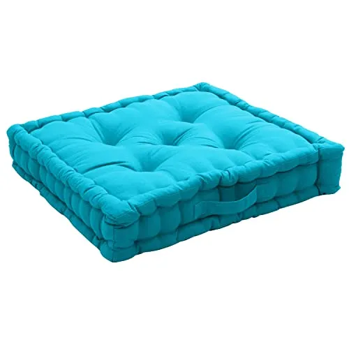 Bodenkissen, mit Griff, Baumwolle, 50 x 50 x 10 cm, türkis, in türkis von Enjoy Home